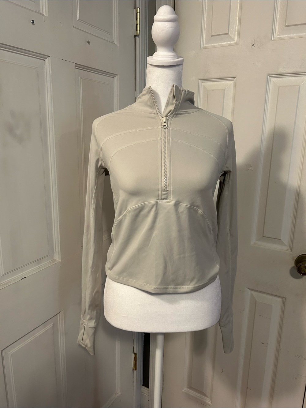 Quarter-Zip Lightweight Pullover Hoodie - Cream